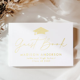 Libro De Visitas Graduación de la foto moderna con guión dorado