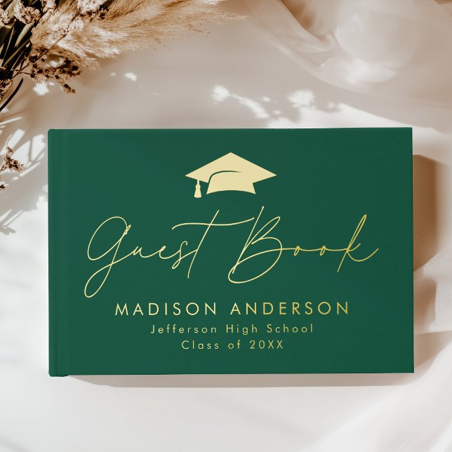 Libro De Visitas Graduación de la foto verde con guión moderno (Subido por el creador)
