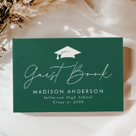 Libro De Visitas Graduación de la foto verde con guión moderno