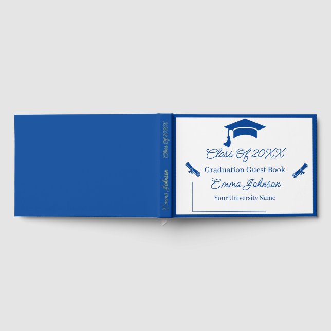 Libro De Visitas Graduación De Personalizable Azul Y Blanco (Lleno)