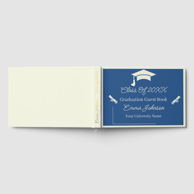 Libro De Visitas Graduación De Personalizable Beige Y Azul (Lleno)