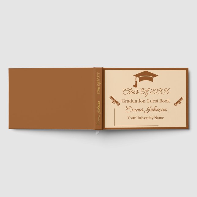 Libro De Visitas Graduación De Personalizable Marrón Y Beige (Lleno)