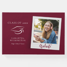 Libro De Visitas Graduación Foto Script Fiesta Grad Borgoña