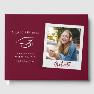 Libro De Visitas Graduación Foto Script Fiesta Grad Borgoña