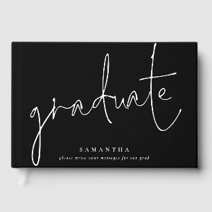 Libro De Visitas Graduación minimalista de escritura blanca negra