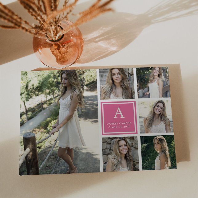 Libro De Visitas Graduación moderna de Collage de fotos y monograma (Subido por el creador)
