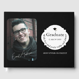 Libro De Visitas Graduado de foto negra simple elegante