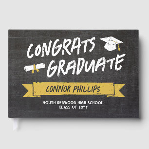 Libro De Visitas Graduado del Black Yellow Guay Chalk Felicitacione