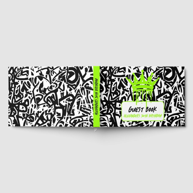 Libro De Visitas Graffiti Crown Black Green Birday (Lleno)