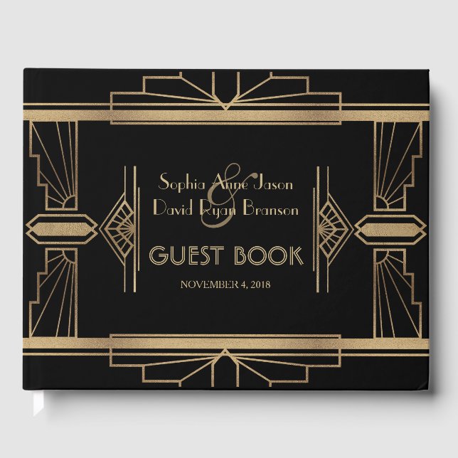 Libro De Visitas Gran Boda Gatsby de los años 20 (Anverso)