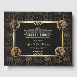 Libro De Visitas Gran Boda Gatsby Style Art Deco de Oro Vintage