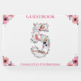 Libro De Visitas Gran Chica de Flor de Collage de fotos de cumpleañ