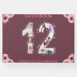Libro De Visitas Gran chica rosada de Collage de fotos de cumpleaño