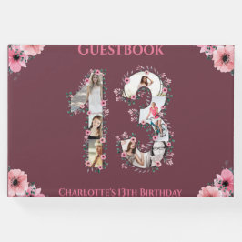 Libro De Visitas Gran chica rosada de Collage de fotos de cumpleaño