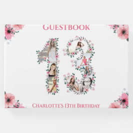 Libro De Visitas Gran Collage de fotos de cumpleaños 13 - Niña blan