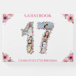 Libro De Visitas Gran Collage de fotos de cumpleaños 17, chica blan