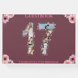 Libro De Visitas Gran Collage de fotos de cumpleaños 17 chica rosad
