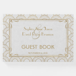 Libro De Visitas Gran Gatsby Art Deco Boda de oro blanco