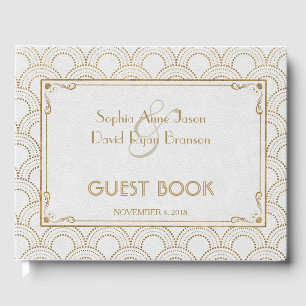 Libro De Visitas Gran Gatsby Art Deco Boda de oro blanco