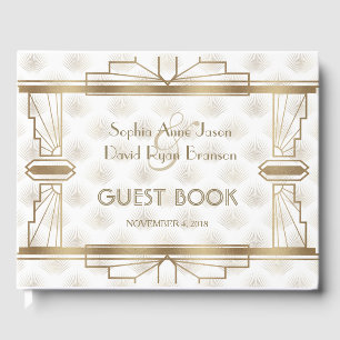 Libro De Visitas Gran Gatsby de oro encantador Boda Art Deco de los