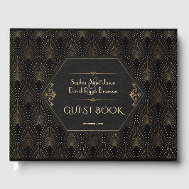 Libro De Visitas Gran Gatsby de oro negro real Boda Art Deco