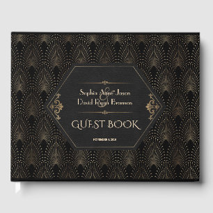 Libro De Visitas Gran Gatsby de oro negro real Boda Art Deco