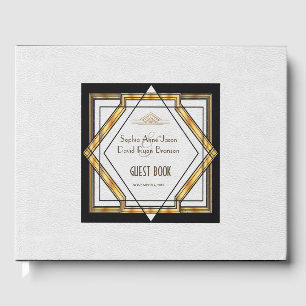 Libro De Visitas Gran Gatsby Gold Boda Art Deco Blanco