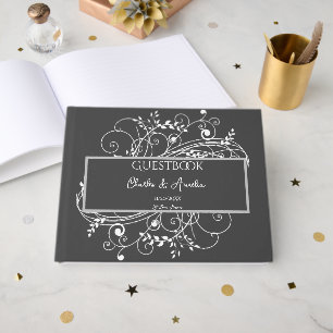 Libro De Visitas Gray Flourish Boda Guest Book