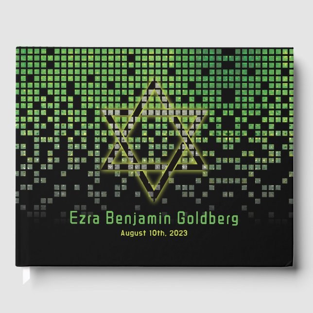 Libro De Visitas Green Black Video Game Gamer Bar Mitzvah (Anverso)