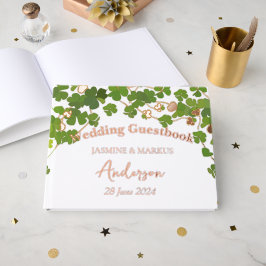 Libro De Visitas Green Clover Leaves Bouquet Boda
