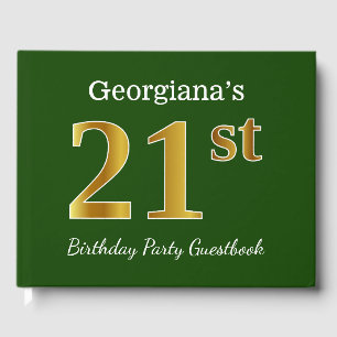 Libro De Visitas Green, Faux Gold 21st Birthday Fiesta + Custom Nam