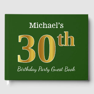 Libro De Visitas Green, Faux Gold 30th Birthday Fiesta + Custom Nam