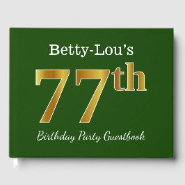 Libro De Visitas Green, Faux Gold 77th Birthday Party + Custom Name
