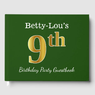 Libro De Visitas Green, Faux Gold Novena fiesta de cumpleaños + Nom