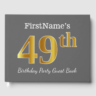 Libro De Visitas Gris, Faux Gold 49th Birthday Party + Custom Name