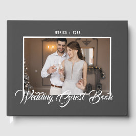 Libro De Visitas Gris y blanco de guión elegante | Foto