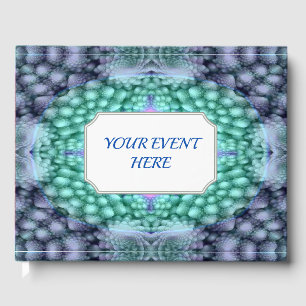 Libro De Visitas Groovy Blue Vintage Fractal Kaleidoscope