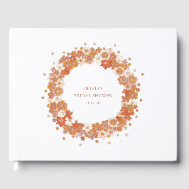 Libro De Visitas Groovy Boho Naranja Floral Despedida de Soltera Pe