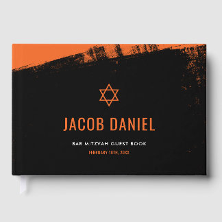 Libro De Visitas Grunge Naranja Black Bar Mitzvah
