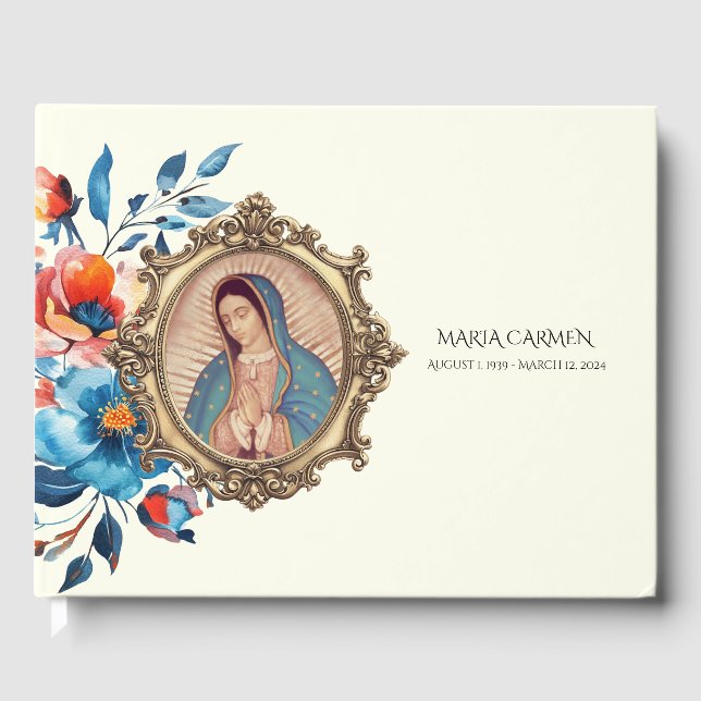 Libro De Visitas Guadalupe Virgin Mary Funeral Memorial Guest Book (Anverso)