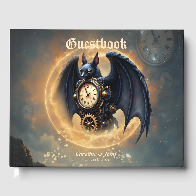 Libro De Visitas Guardián de la luna – Murciélago steampunk (Anverso)