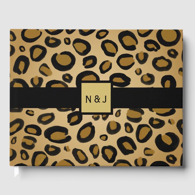 Libro De Visitas Guepardo Pintado Estampado de Leopardo Manchas Dor (Anverso)