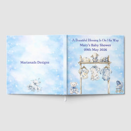 Libro De Visitas Guest Book-Editable Blue Chinoiserie Baby Shower 