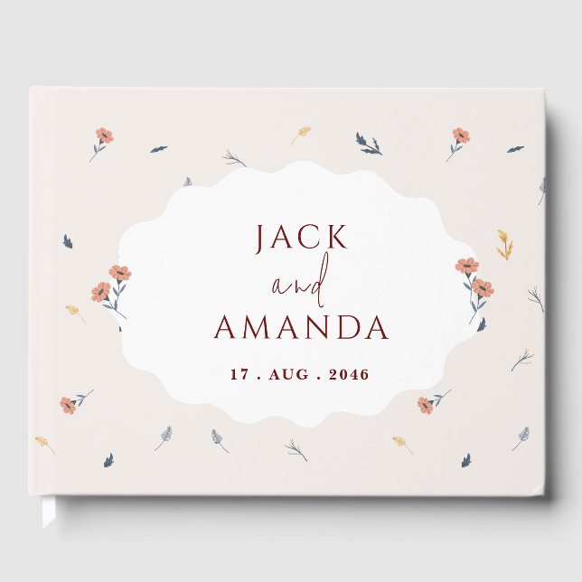 Libro De Visitas Guestbook de la invitación a la boda floral de pri (Anverso)