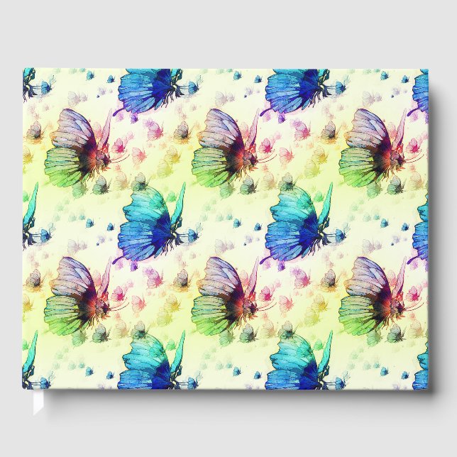 Libro De Visitas Guestbook de mariposas en arco iris (Anverso)