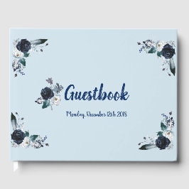 Libro De Visitas Guestbook de Navy Blue Bouquet