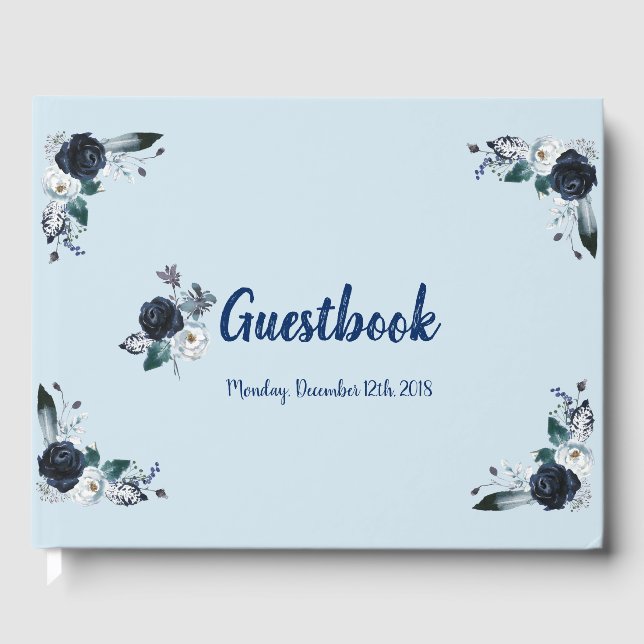 Libro De Visitas Guestbook de Navy Blue Bouquet (Anverso)