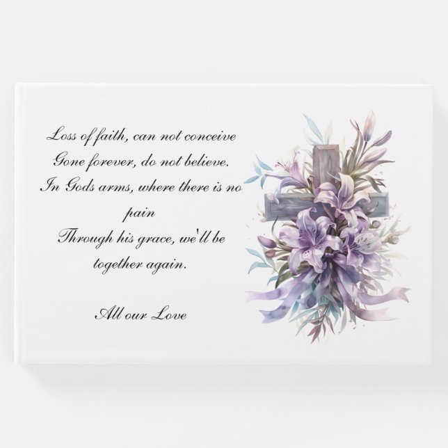 Libro De Visitas Guestbook Funeral Cruz Floral (Anverso)