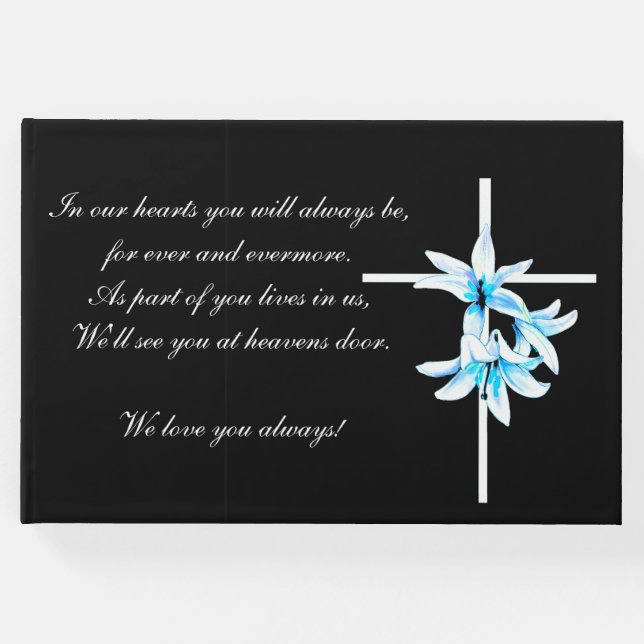 Libro De Visitas Guestbook Funeral Cruz Floral (Anverso)
