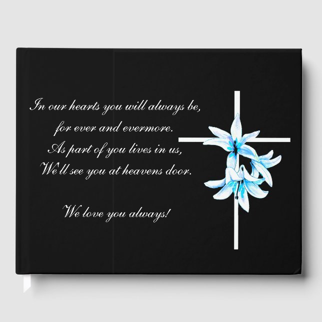Libro De Visitas Guestbook Funeral Cruz Floral (Anverso)